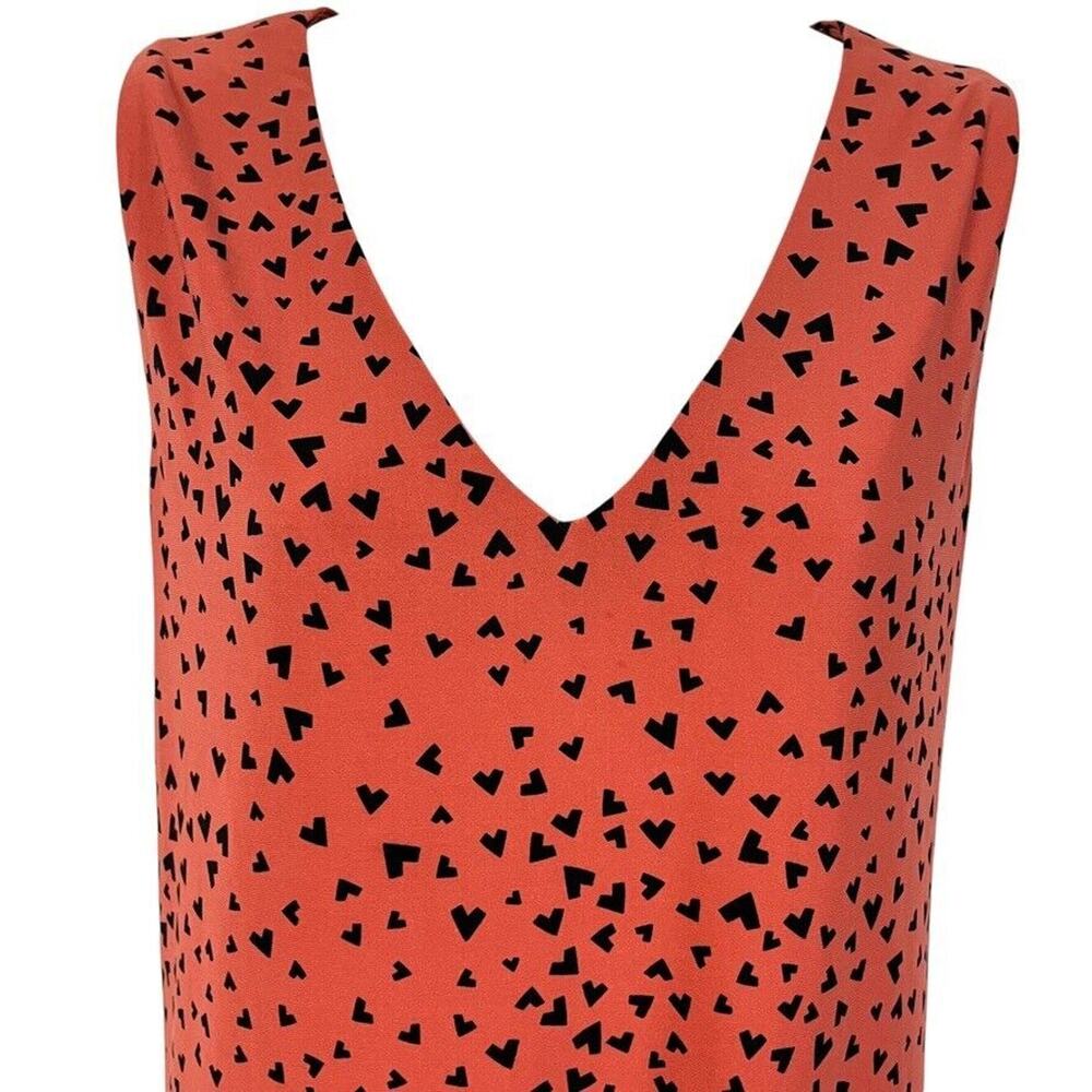 Anne Klein Womens Orange Black Stretch Jersey Knit Sleeveless V-Neck Dress sz L - Picture 9 of 16